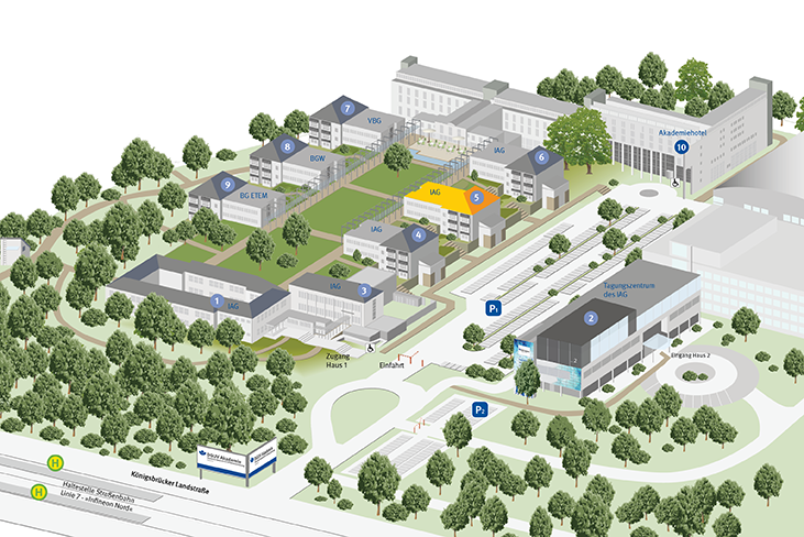 Übersicht Campus mit Hervorhebung von Haus 5